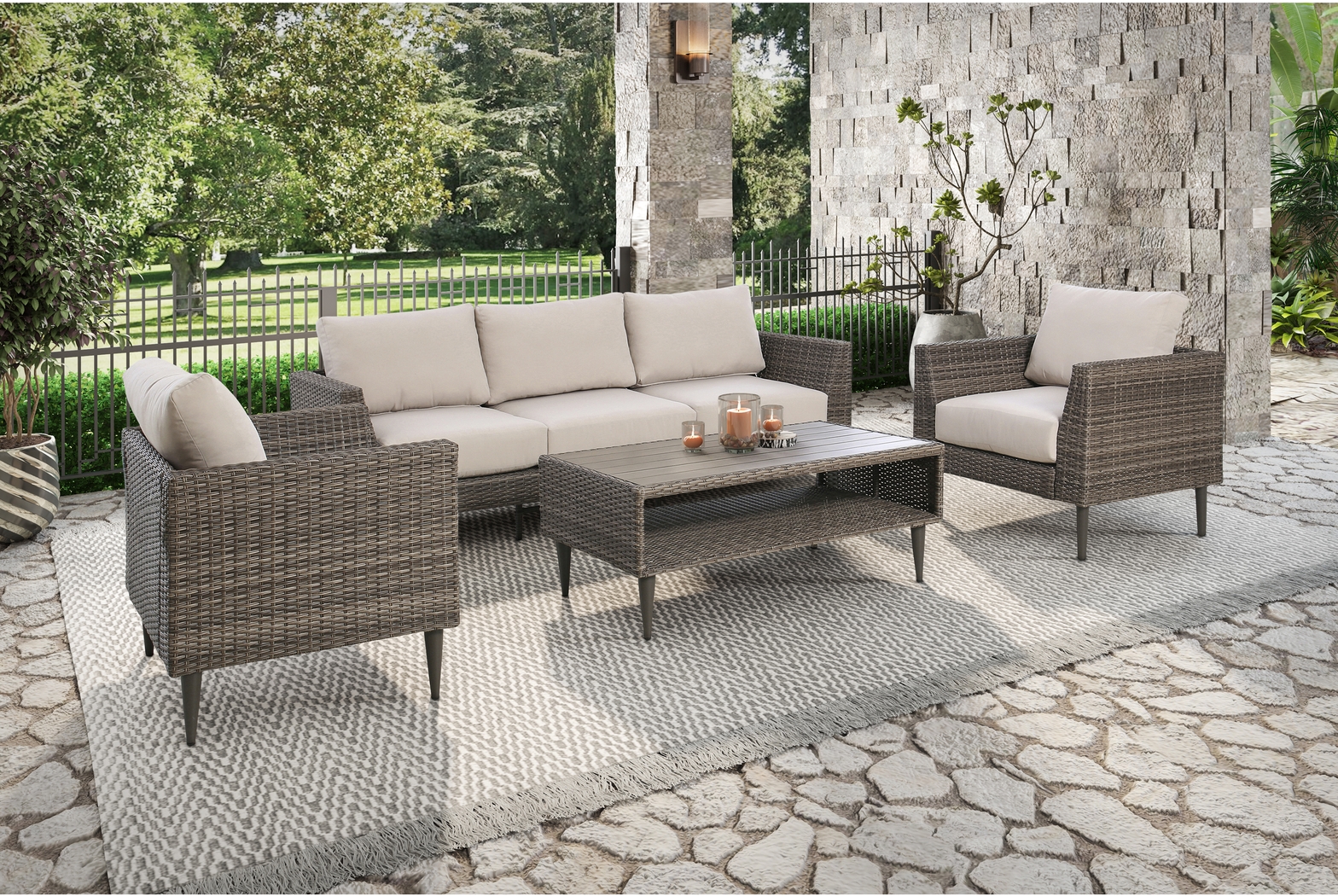 Outdoor Aleran Brown Cocktail Table - Thumbnail - Image 2