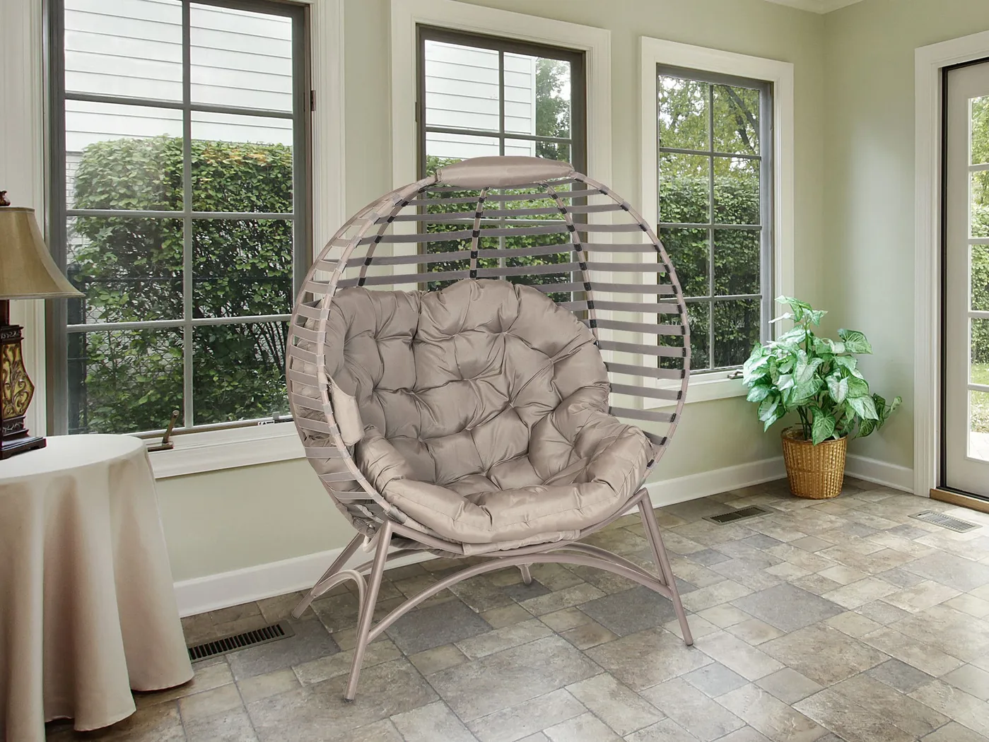 Outdoor Altgeld Beige Accent Chair - Thumbnail - Image 12