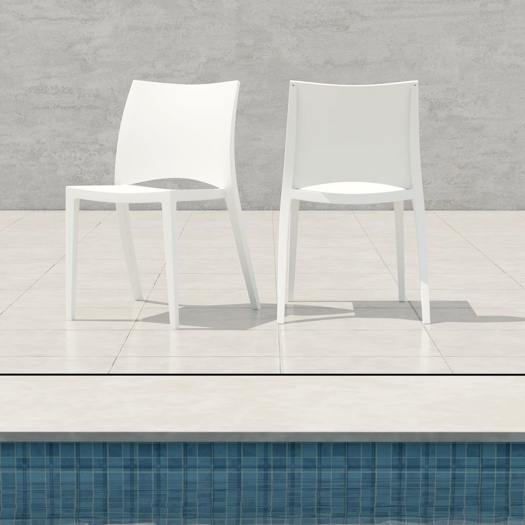 Outdoor Amyamanda White Side Chair, Set of 2 - Thumbnail - Image 2
