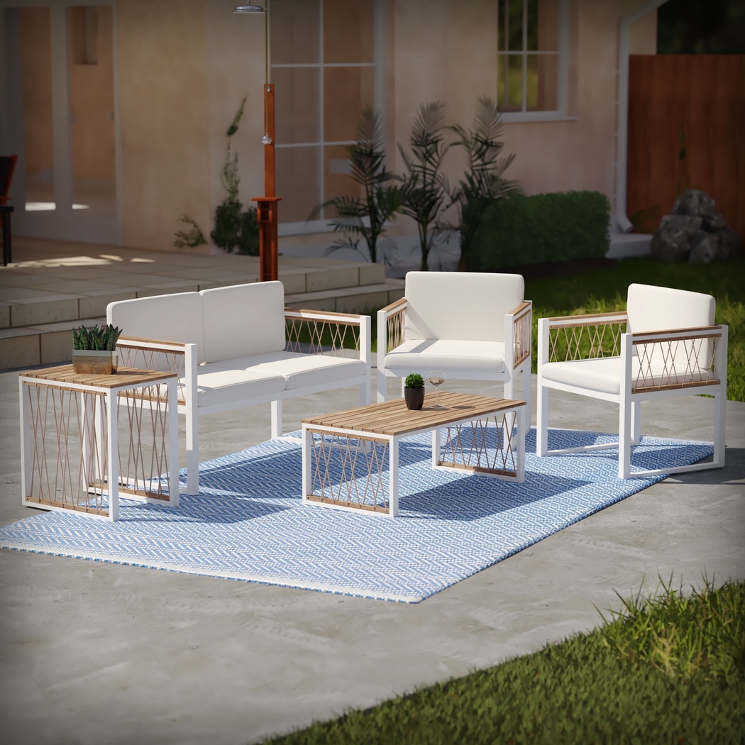 Outdoor Anatasie White Patio 5pc Set - Thumbnail - Image 2