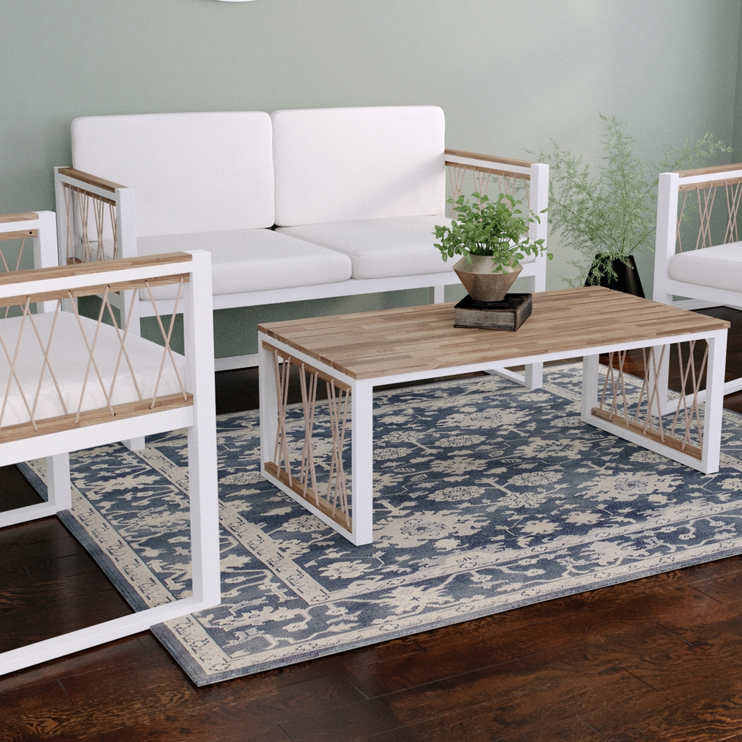 Outdoor Anatasie White Patio 5pc Set - Thumbnail - Image 3