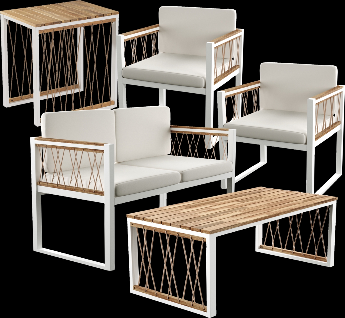 Outdoor Anatasie White Patio 5pc Set - Thumbnail - Image 1
