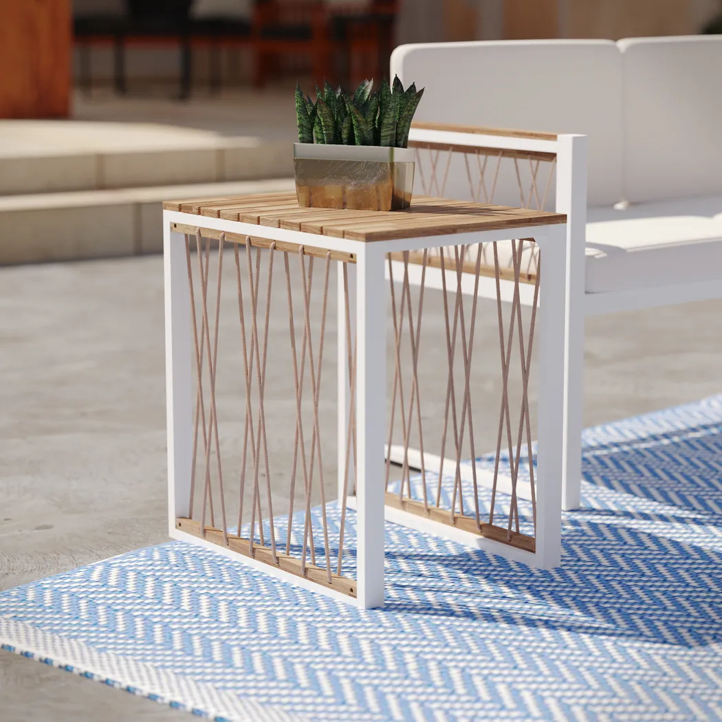 Outdoor Angelloz White End Table - Thumbnail - Image 2