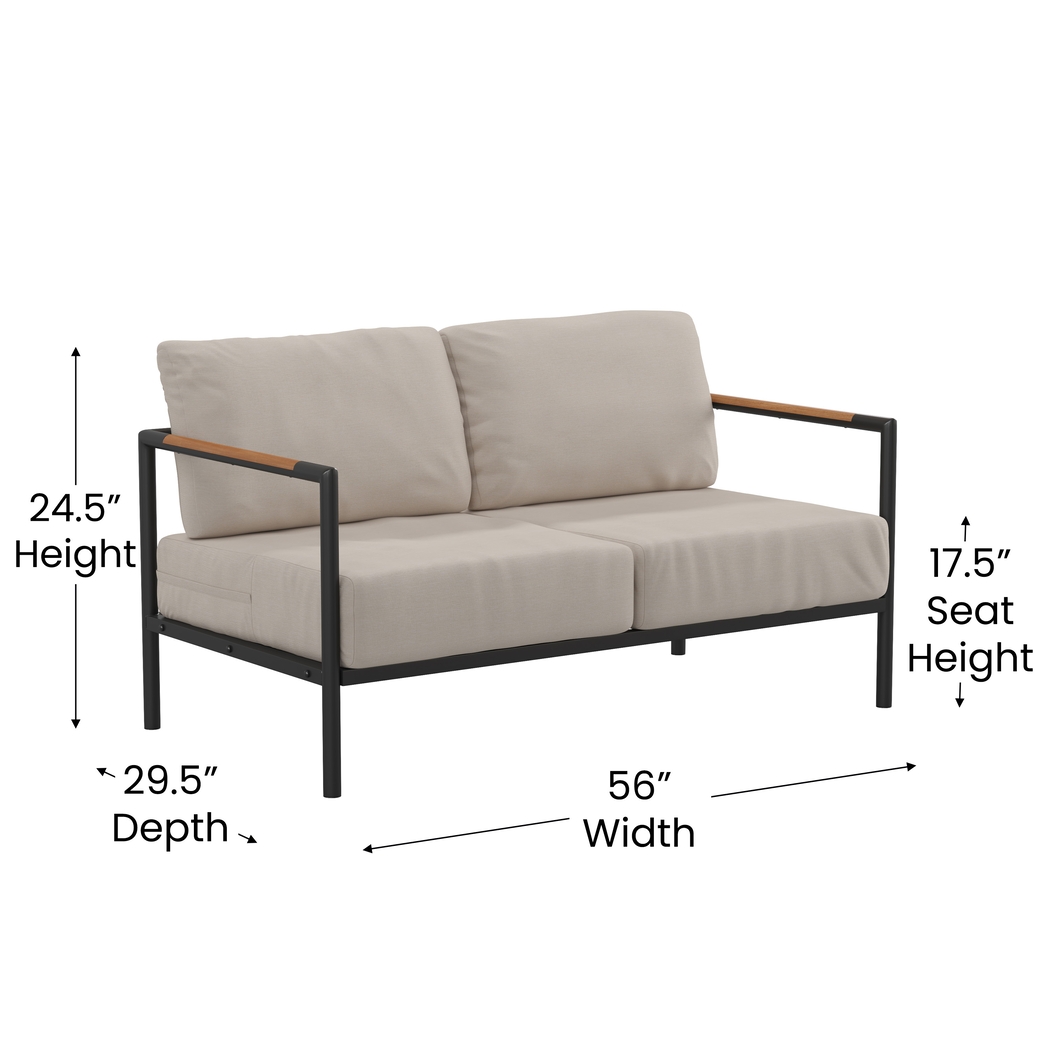 Outdoor Annelan Beige Loveseat - Thumbnail - Image 9