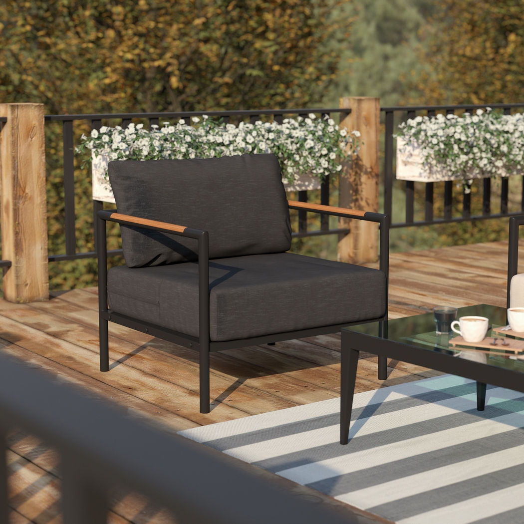 Outdoor Annelan Black Accent Chair - Thumbnail - Image 7