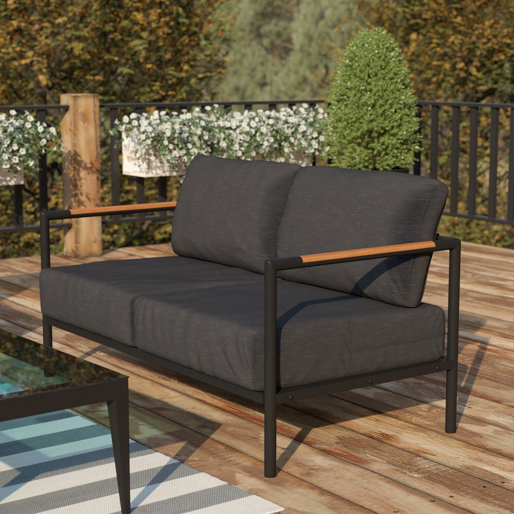Outdoor Annelan Black Loveseat - Thumbnail - Image 7