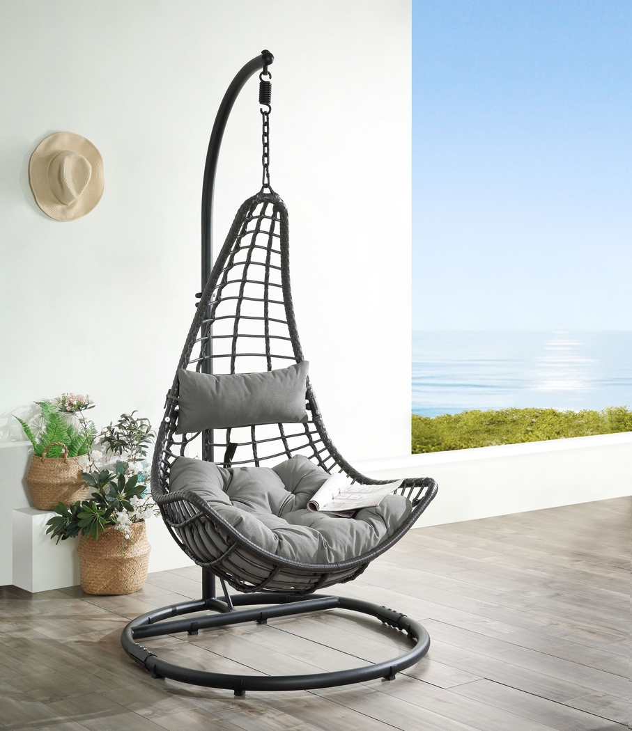 Outdoor Ashayla Charcoal Hanging Chair - Thumbnail - Image 2