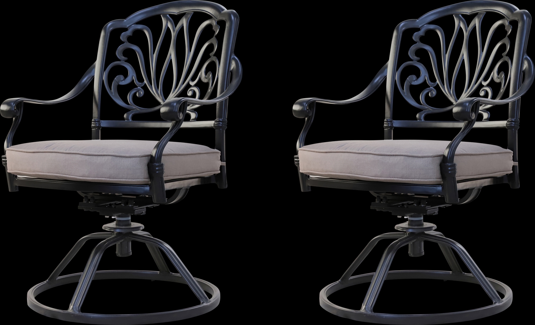 Outdoor Aurorette II Beige Swivel Side Chair, Set of 2 - Thumbnail - Image 1