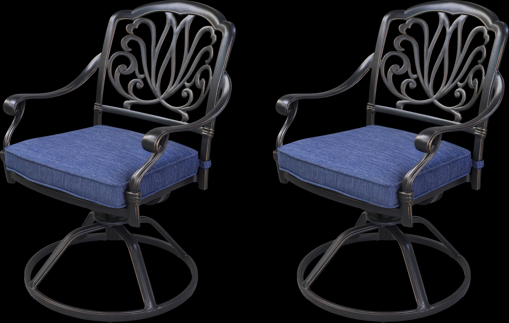 Outdoor Aurorette II Navy Swivel Side Chair, Set of 2 - Thumbnail - Image 1