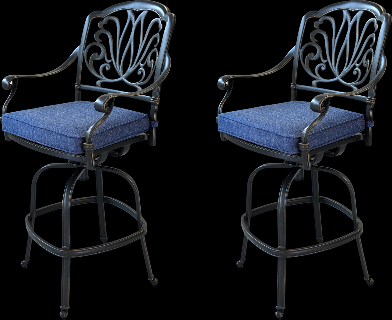 Outdoor Aurorette III Navy Barstool, Set of 2 - Thumbnail - Image 1