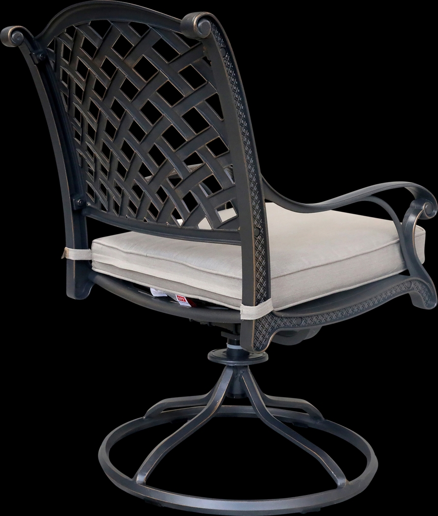 Outdoor Baudouin I Beige Swivel Side Chair, Set of 2 - Thumbnail - Image 3