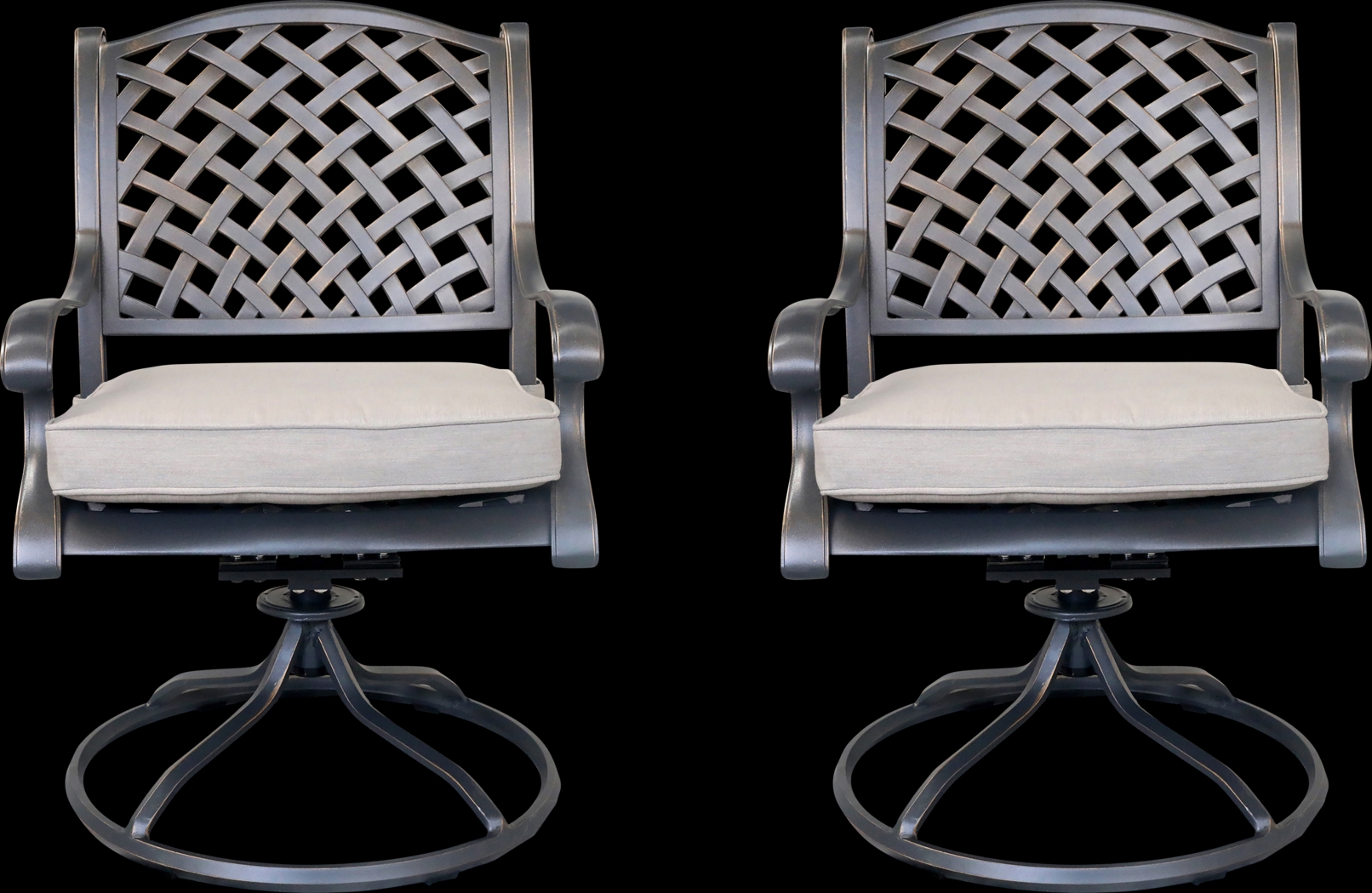 Outdoor Baudouin I Beige Swivel Side Chair, Set of 2 - Thumbnail - Image 1