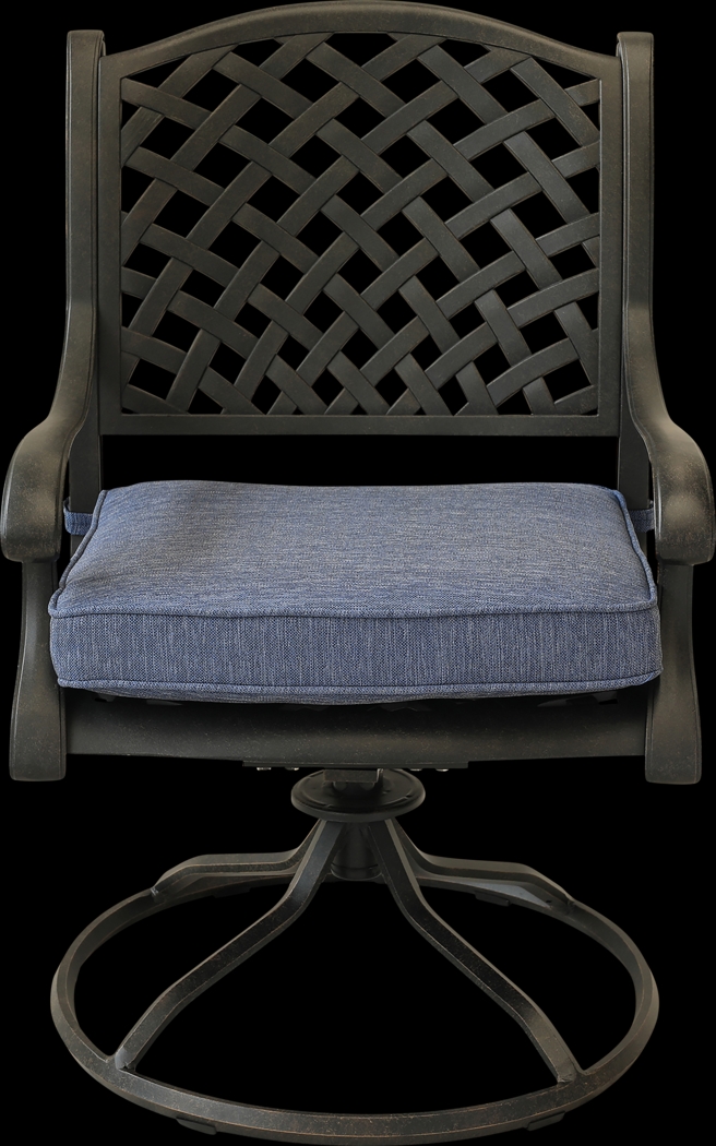 Outdoor Baudouin I Blue Swivel Side Chair, Set of 2 - Thumbnail - Image 2