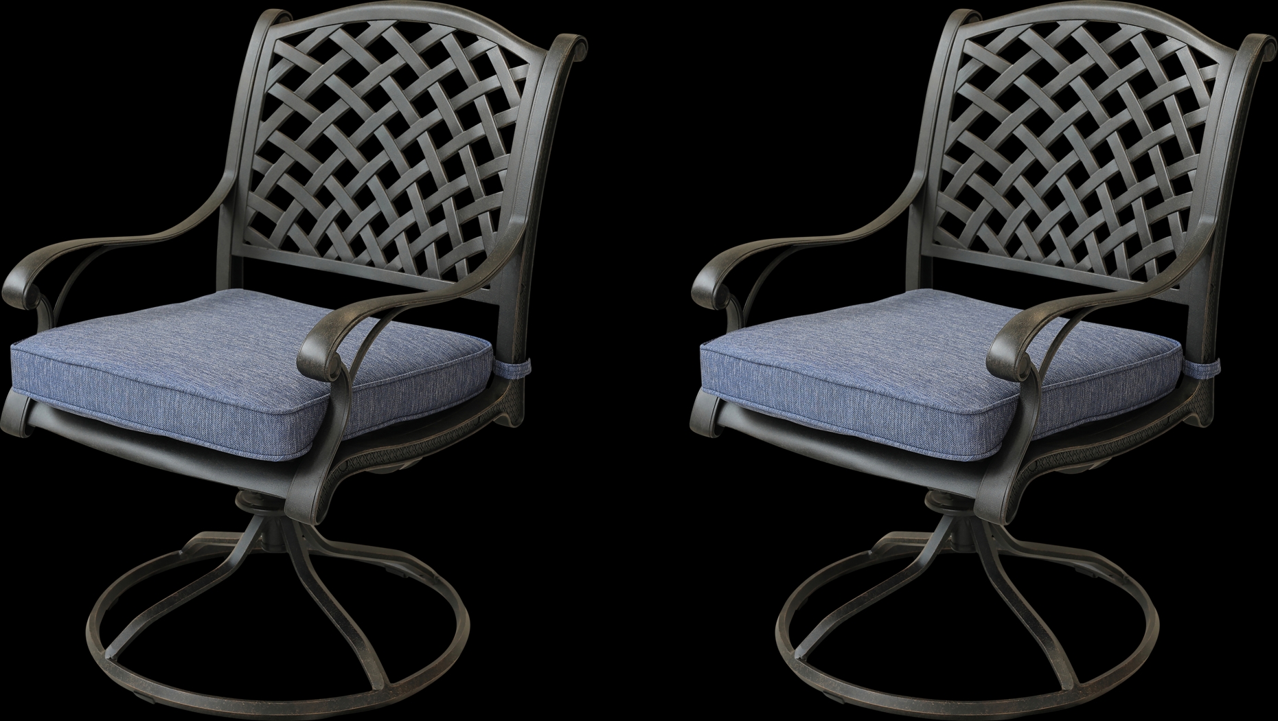 Outdoor Baudouin I Blue Swivel Side Chair, Set of 2 - Thumbnail - Image 1