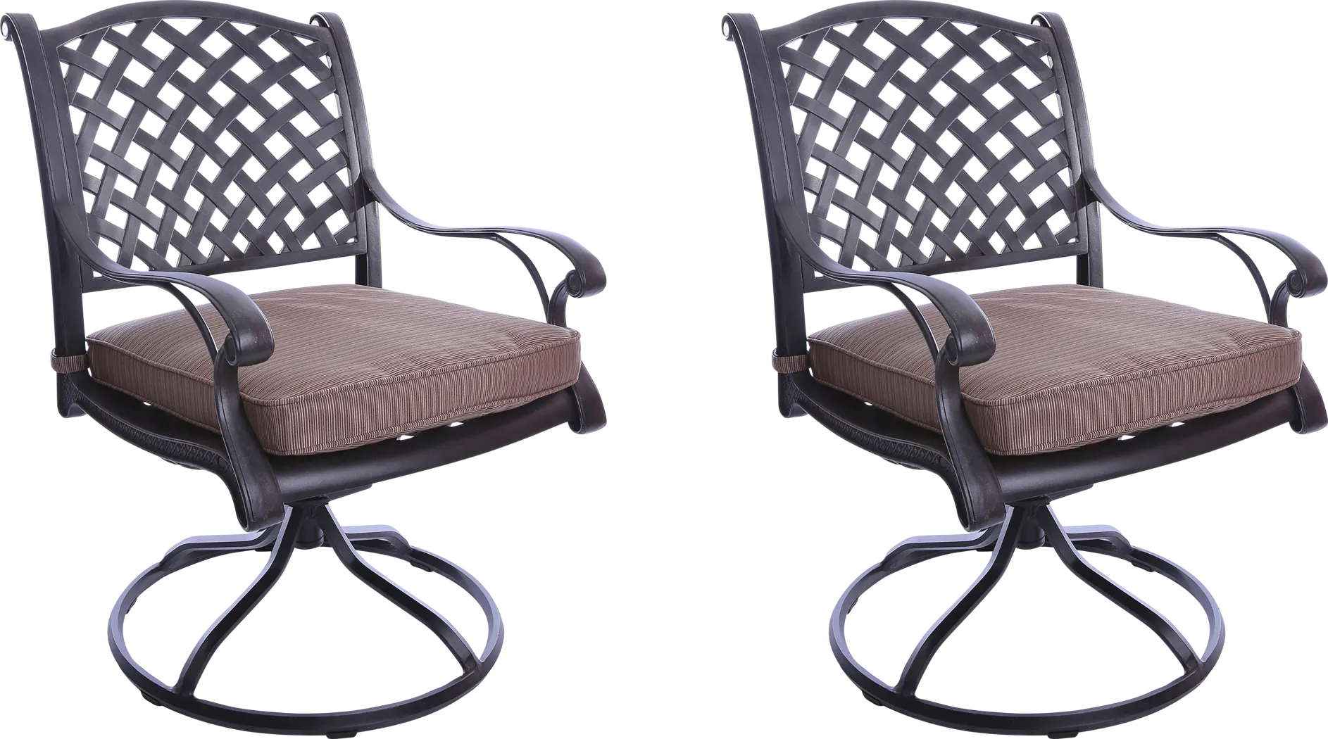 Outdoor Baudouin I Brown Swivel Side Chair, Set of 2 - Thumbnail - Image 1