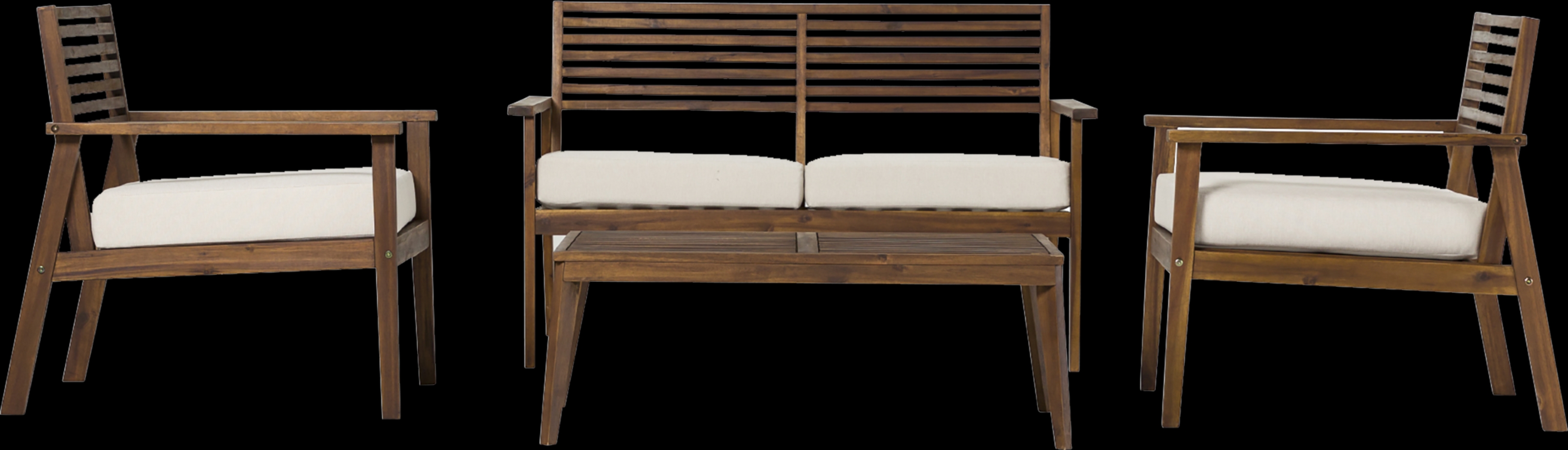 Outdoor Baypool Dark Brown 4pc Chat Set - Thumbnail - Image 1