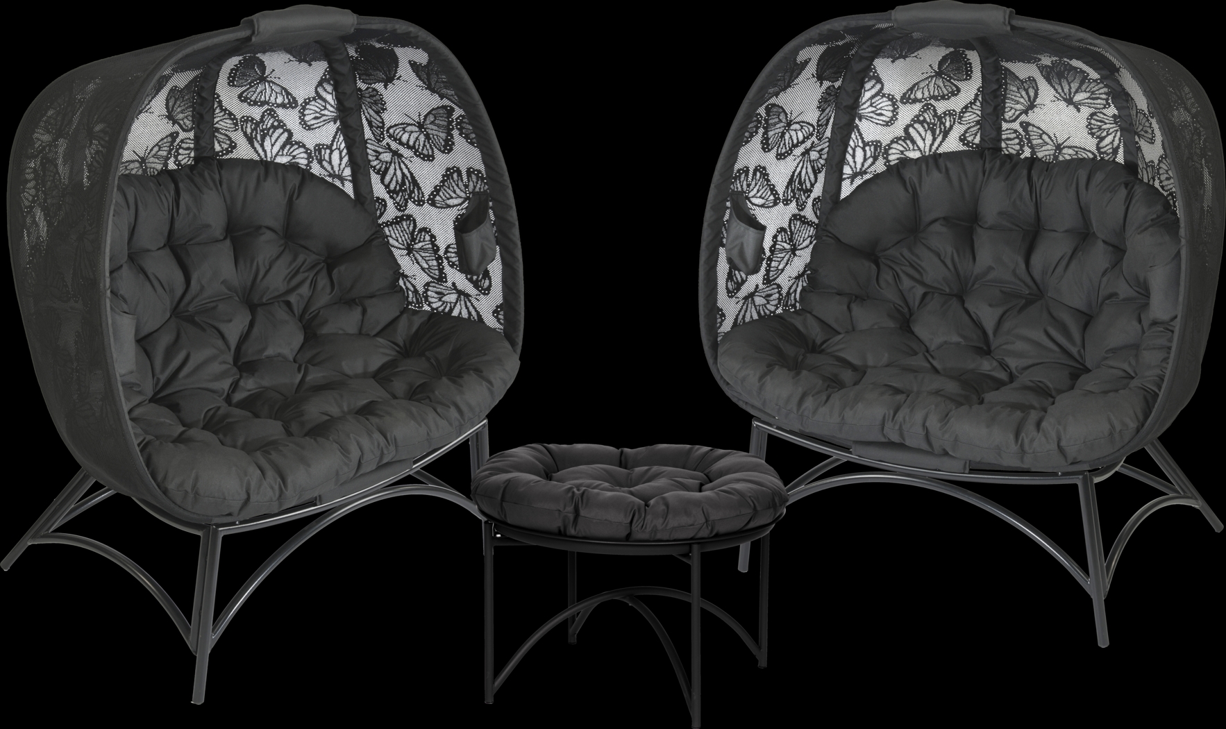 Outdoor Benedita Black Conversation Set, Set of 3 - Thumbnail - Image 1