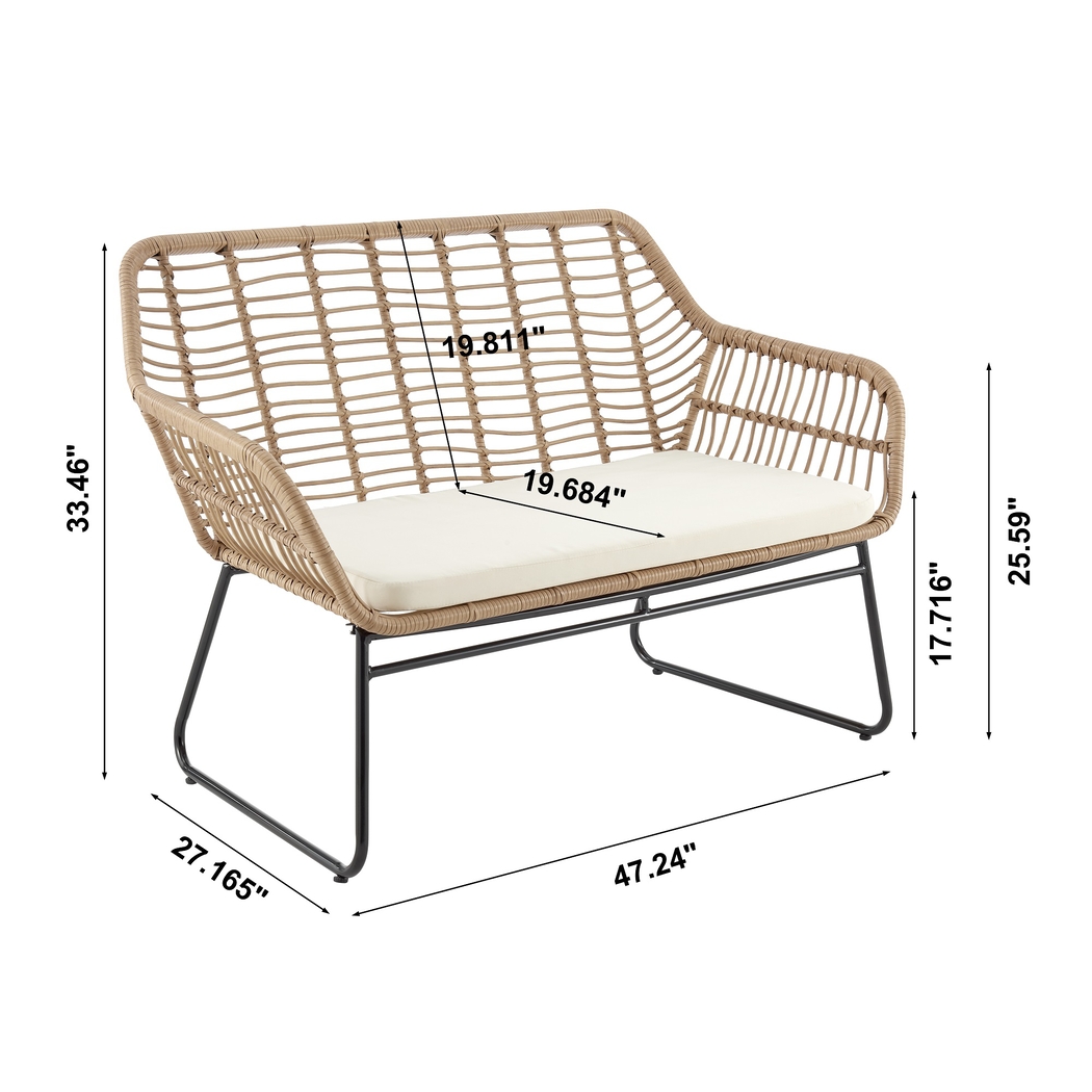 Outdoor Brahmay Cream 4 Pc Conversation Set - Thumbnail - Image 3