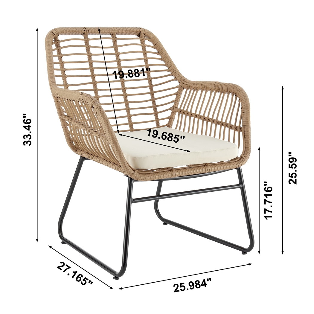 Outdoor Brahmay Cream 4 Pc Conversation Set - Thumbnail - Image 4