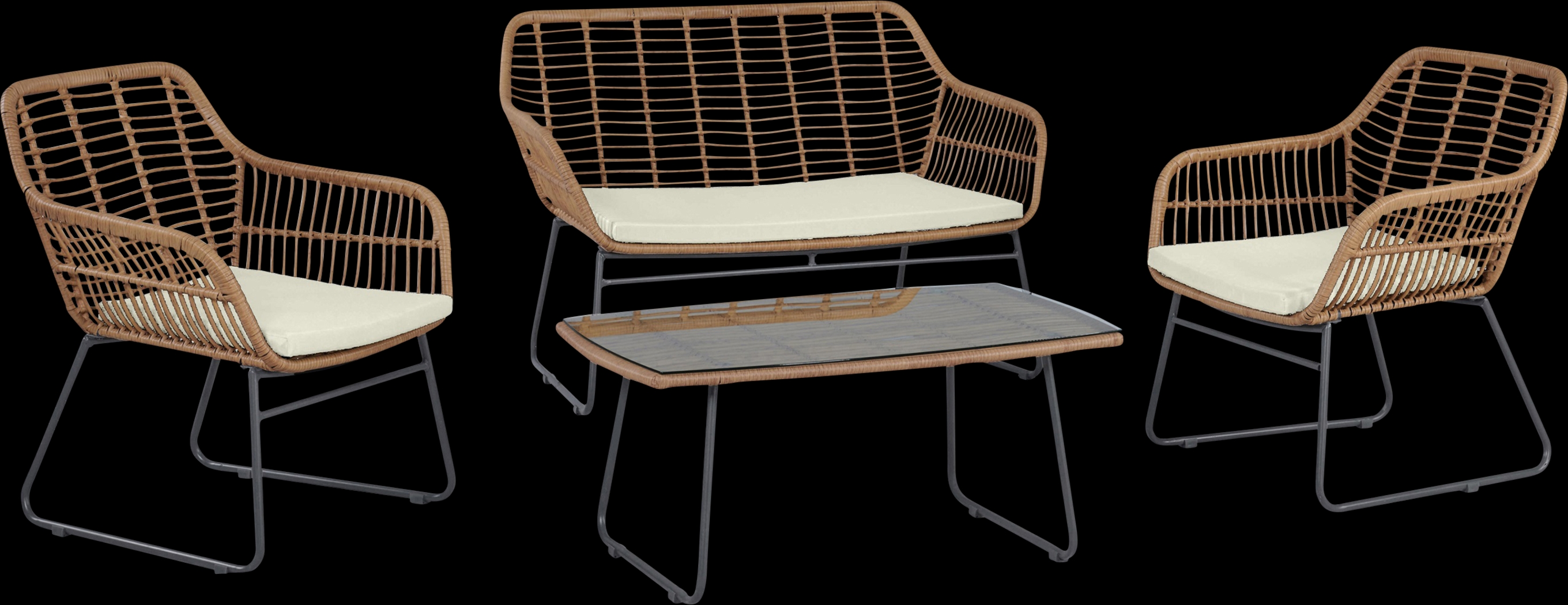 Outdoor Brahmay Cream 4 Pc Conversation Set - Thumbnail - Image 1