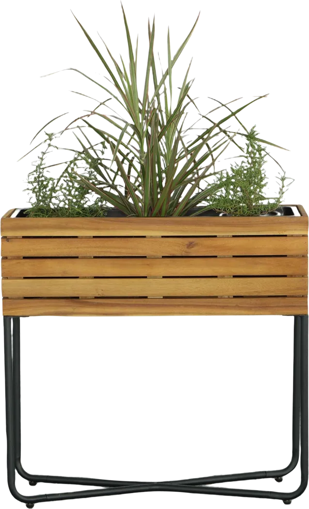 Outdoor Burgee Brown Rectangle Planter w/ Metal Legs - Thumbnail - Image 3