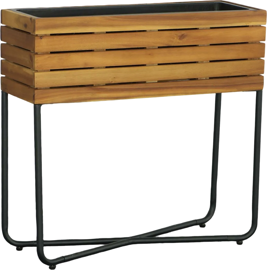 Outdoor Burgee Brown Rectangle Planter w/ Metal Legs - Thumbnail - Image 1