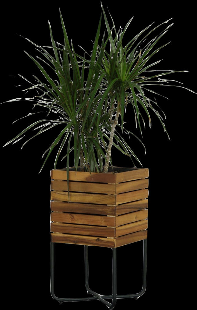 Outdoor Burgee Brown Square Planter w/ Metal Legs - Thumbnail - Image 2