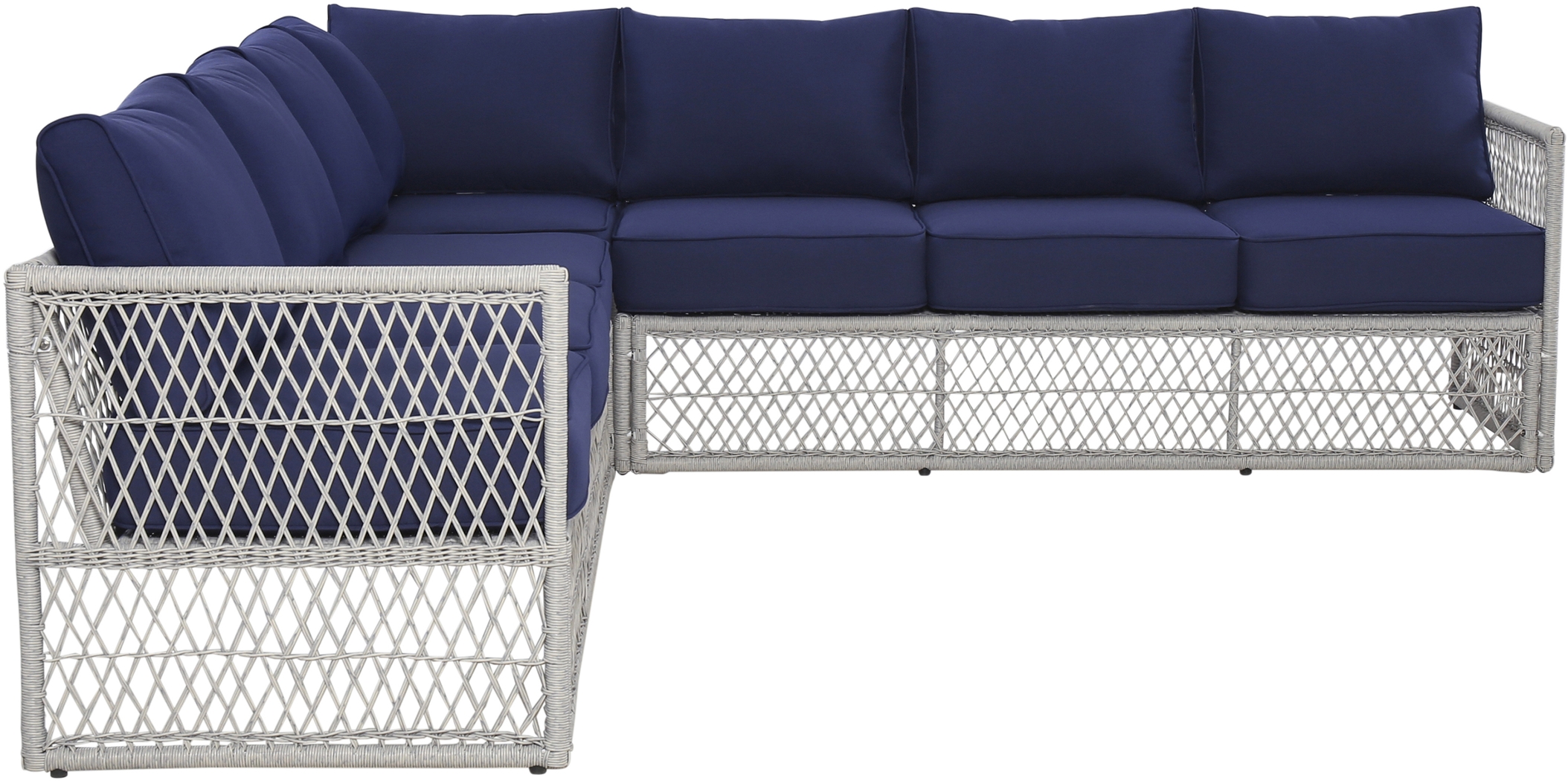 Outdoor Burkholder Blue Sectional and Cocktail Table - Thumbnail - Image 2