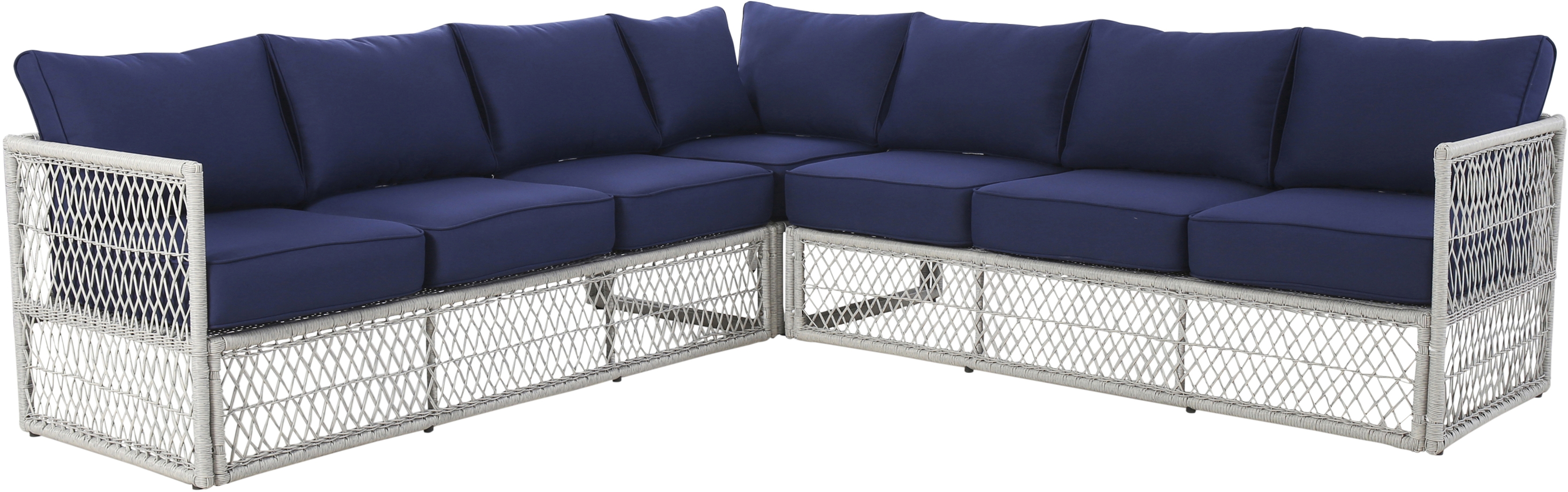 Outdoor Burkholder Blue Sectional and Cocktail Table - Thumbnail - Image 3
