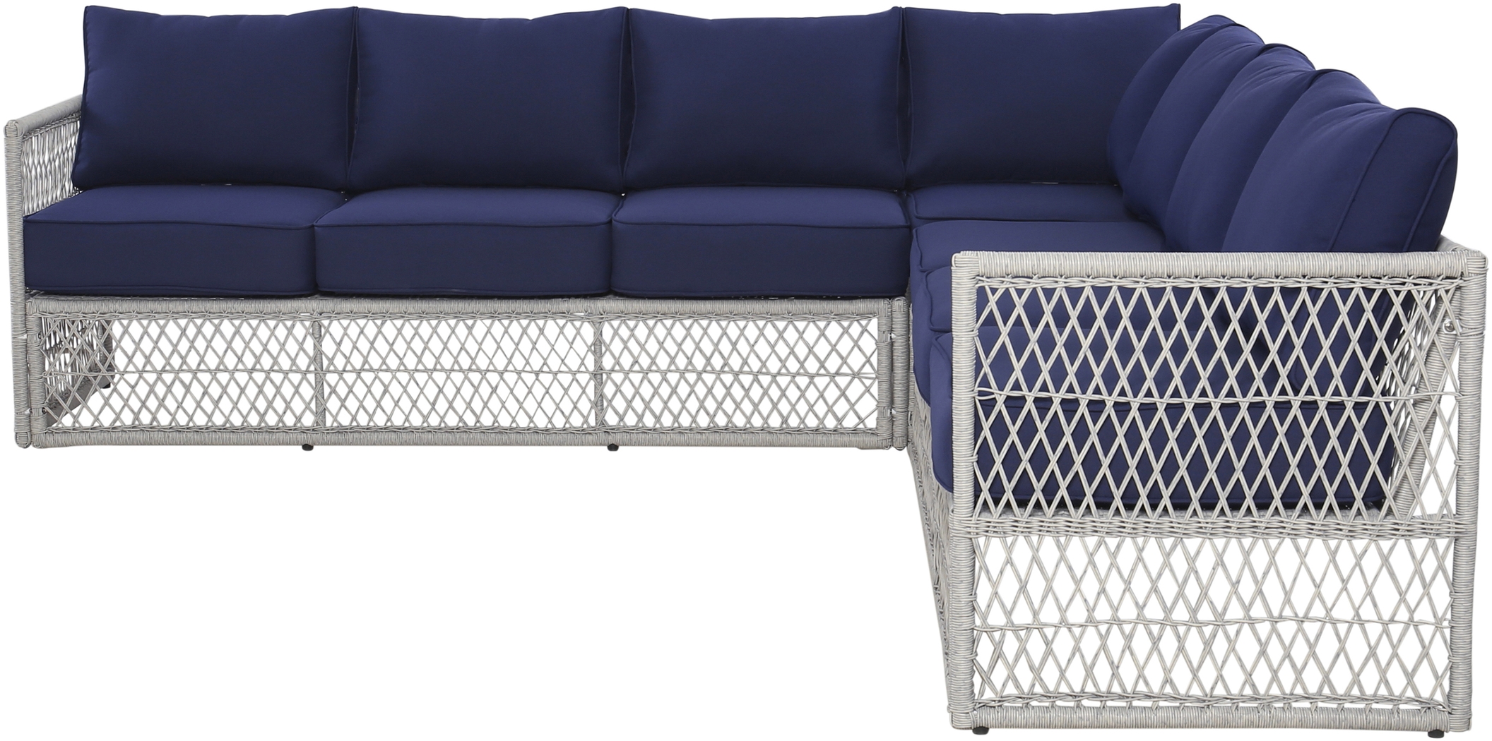 Outdoor Burkholder Blue Sectional and Cocktail Table - Thumbnail - Image 4