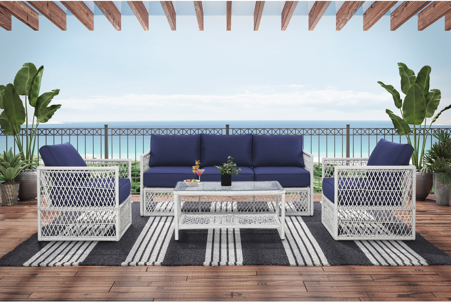 Outdoor Burkholder Blue Sofa - Thumbnail - Image 8