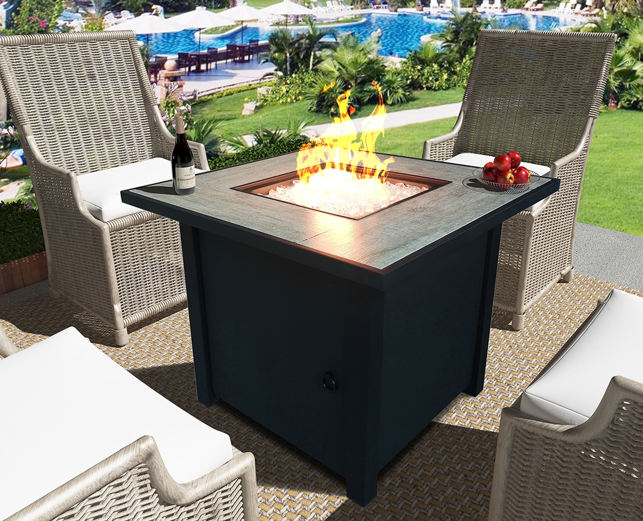Outdoor Canney Black Gas Fire Pit - Thumbnail - Image 5