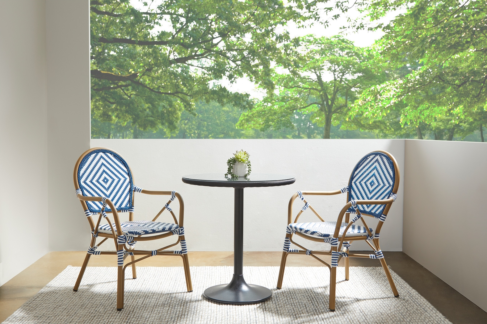 Outdoor Carriageton Blue Arm Chair, Set of 2 - Thumbnail - Image 2