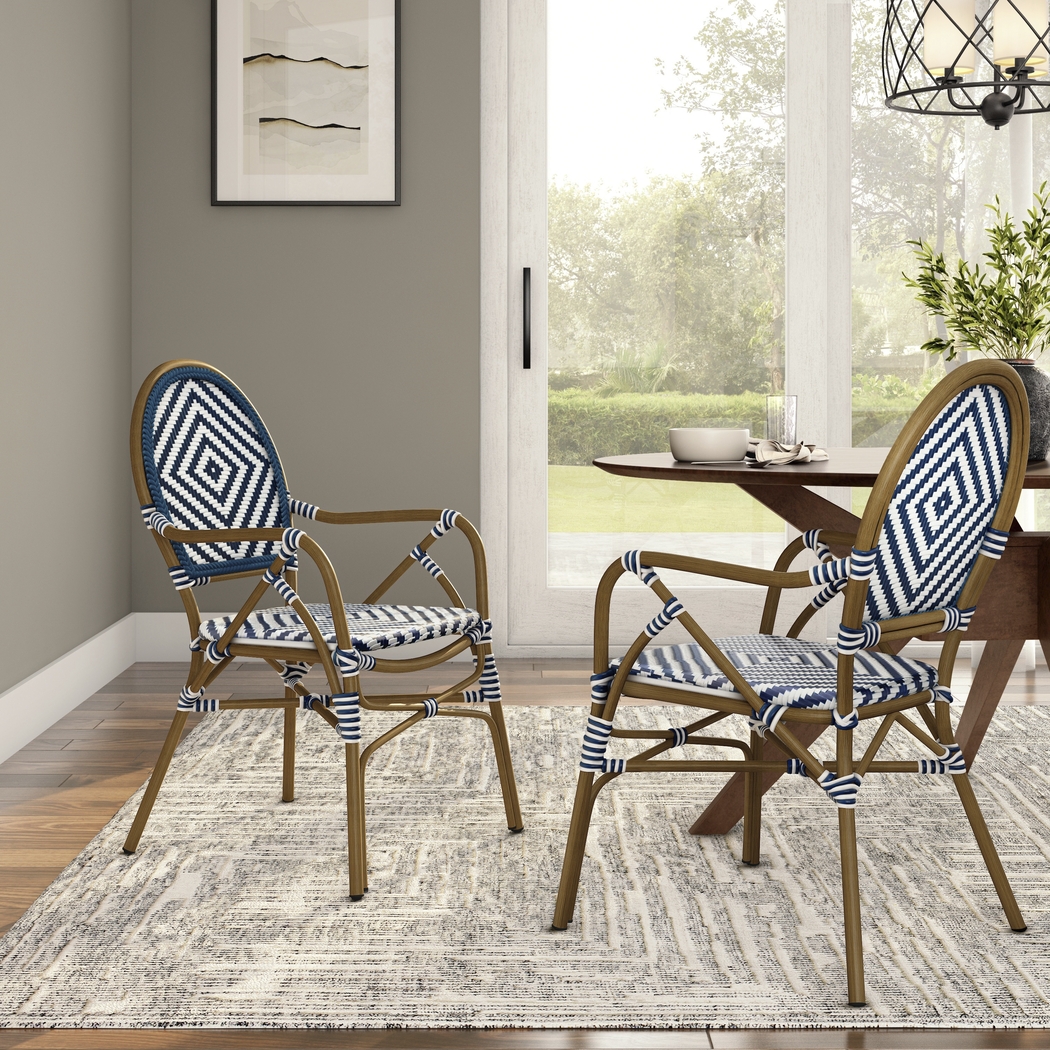 Outdoor Carriageton Blue Arm Chair, Set of 2 - Thumbnail - Image 3