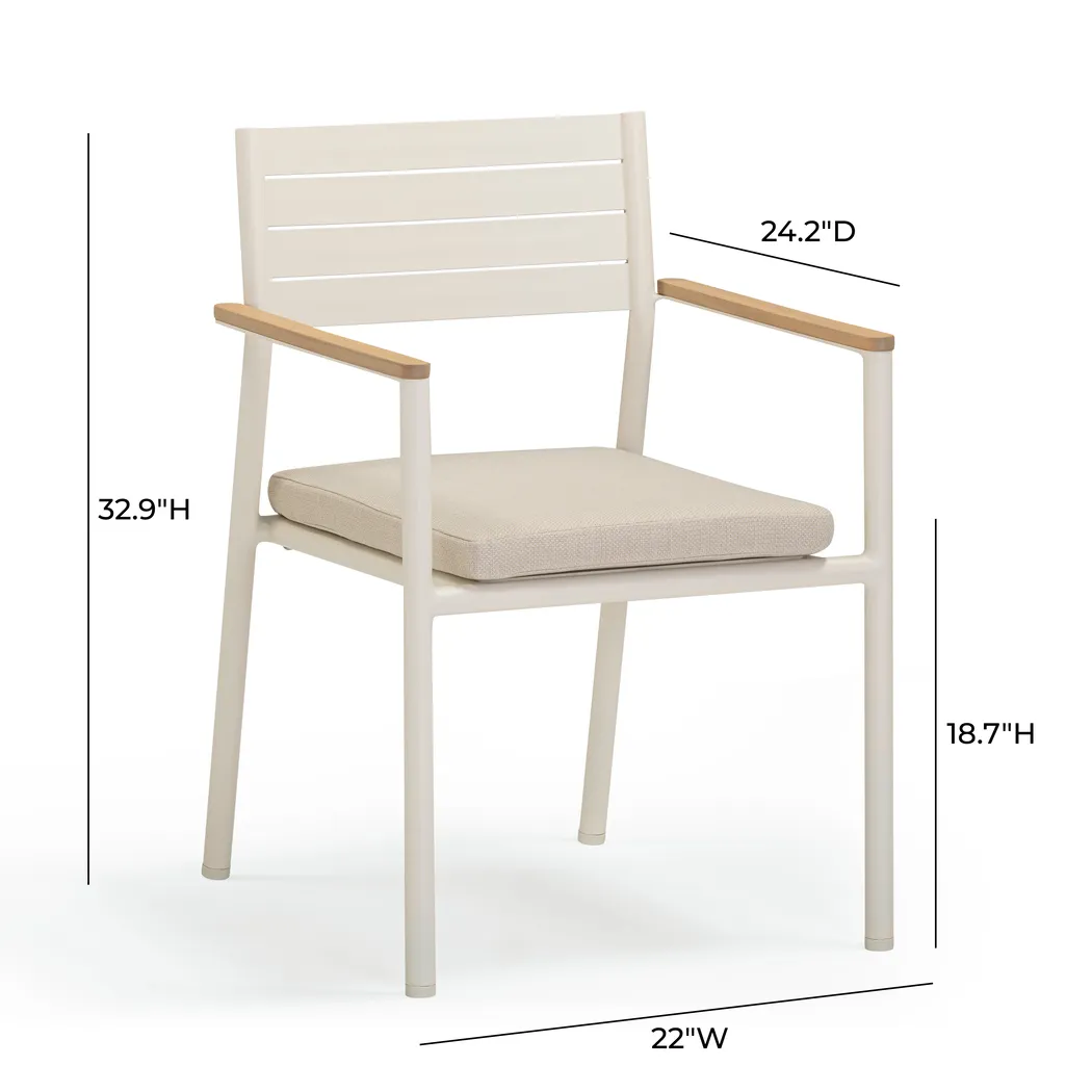 Outdoor Ceasarts Cream Arm Chair, Set of 2 - Thumbnail - Image 7