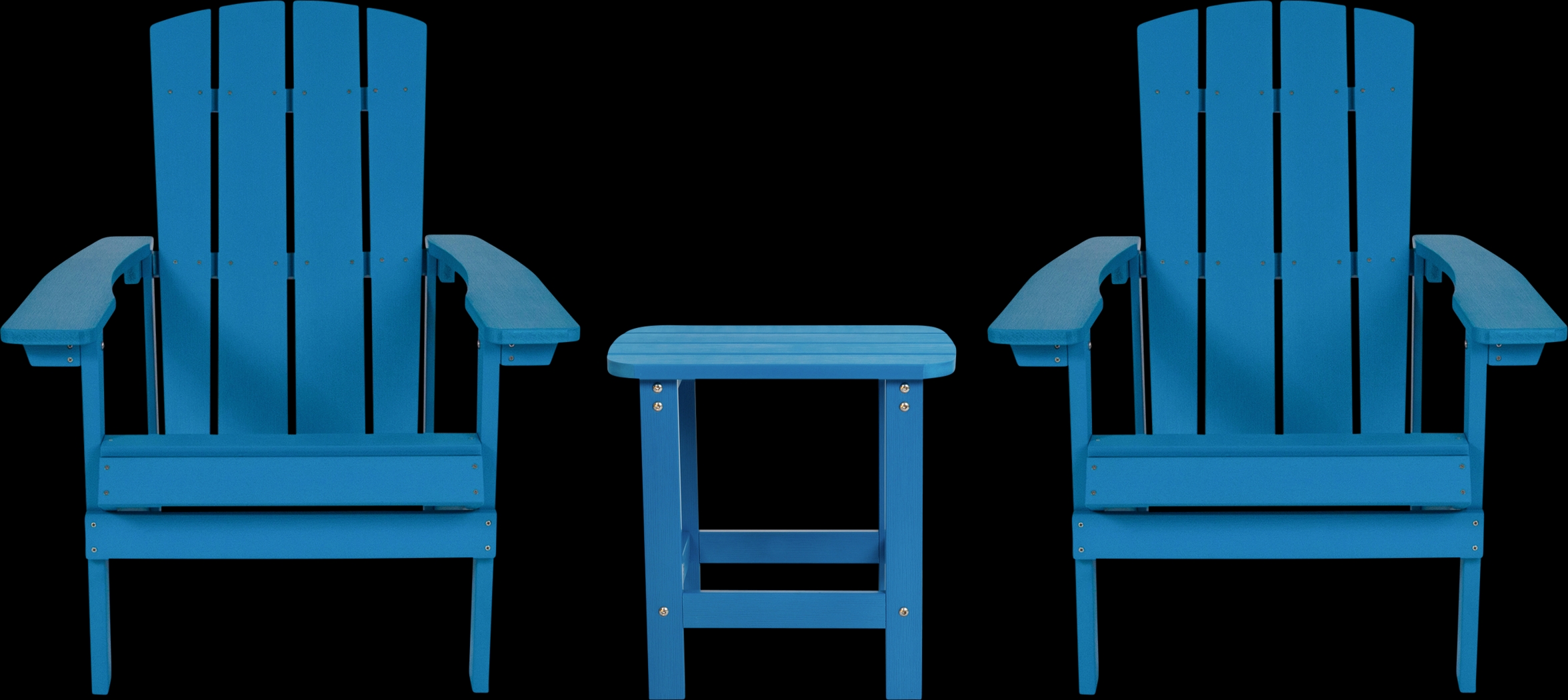 Outdoor Charleslynn Blue Adirondack Chairs and Side Table - Thumbnail - Image 1