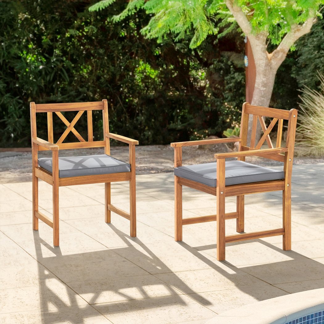 Outdoor Chettro Brown Dining Chair Set of 2 - Thumbnail - Image 2