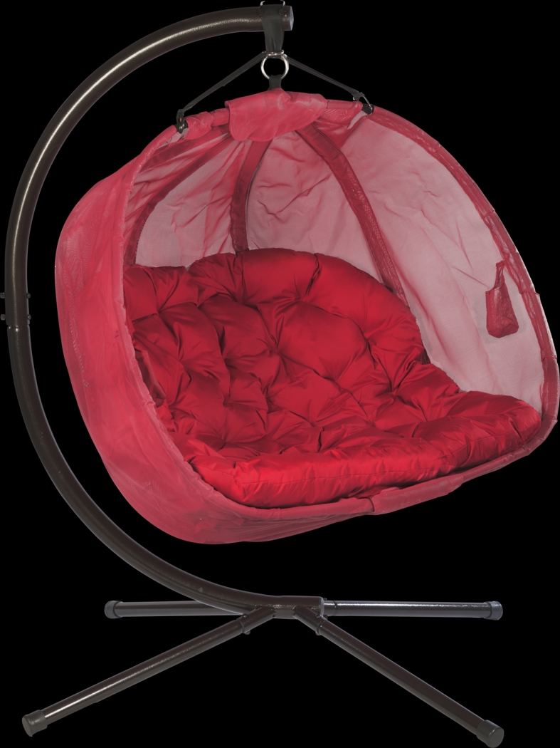 Outdoor Cityfront Red Hanging Loveseat - Thumbnail - Image 2