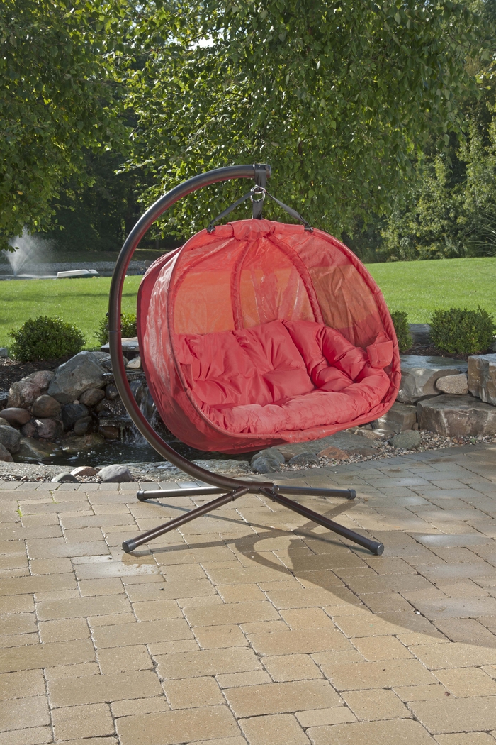 Outdoor Cityfront Red Hanging Loveseat - Thumbnail - Image 5
