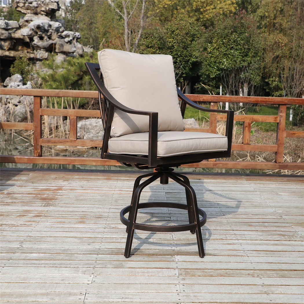 Outdoor Corentin Taupe Swivel Barstool, Set of 2 - Thumbnail - Image 2