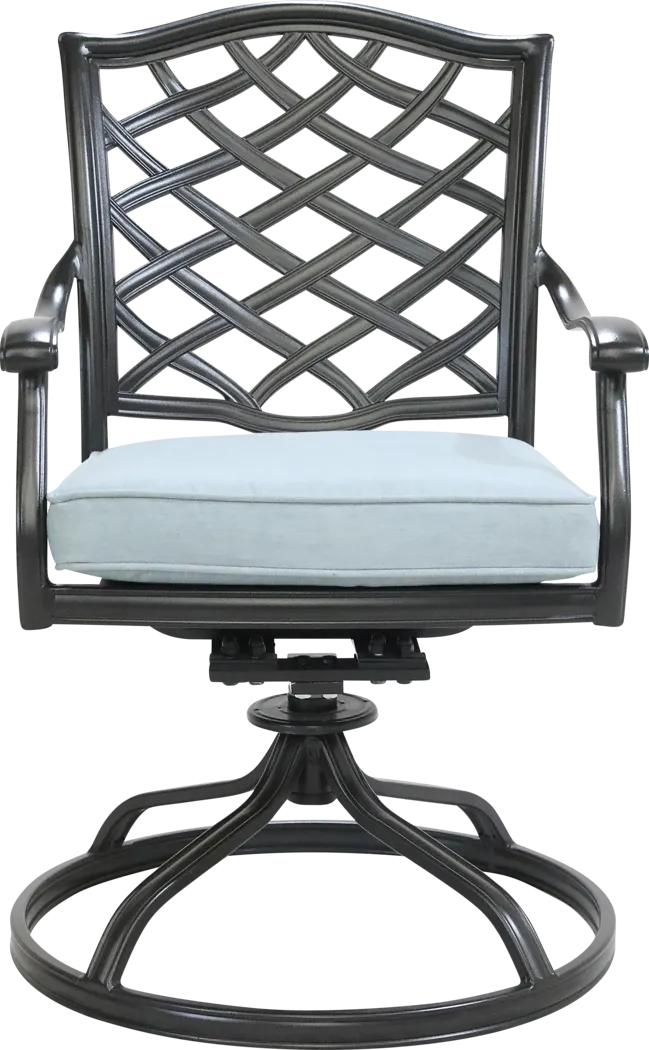 Outdoor Cyrielle II Light Blue Swivel Side Chair, Set of 2 - Thumbnail - Image 2