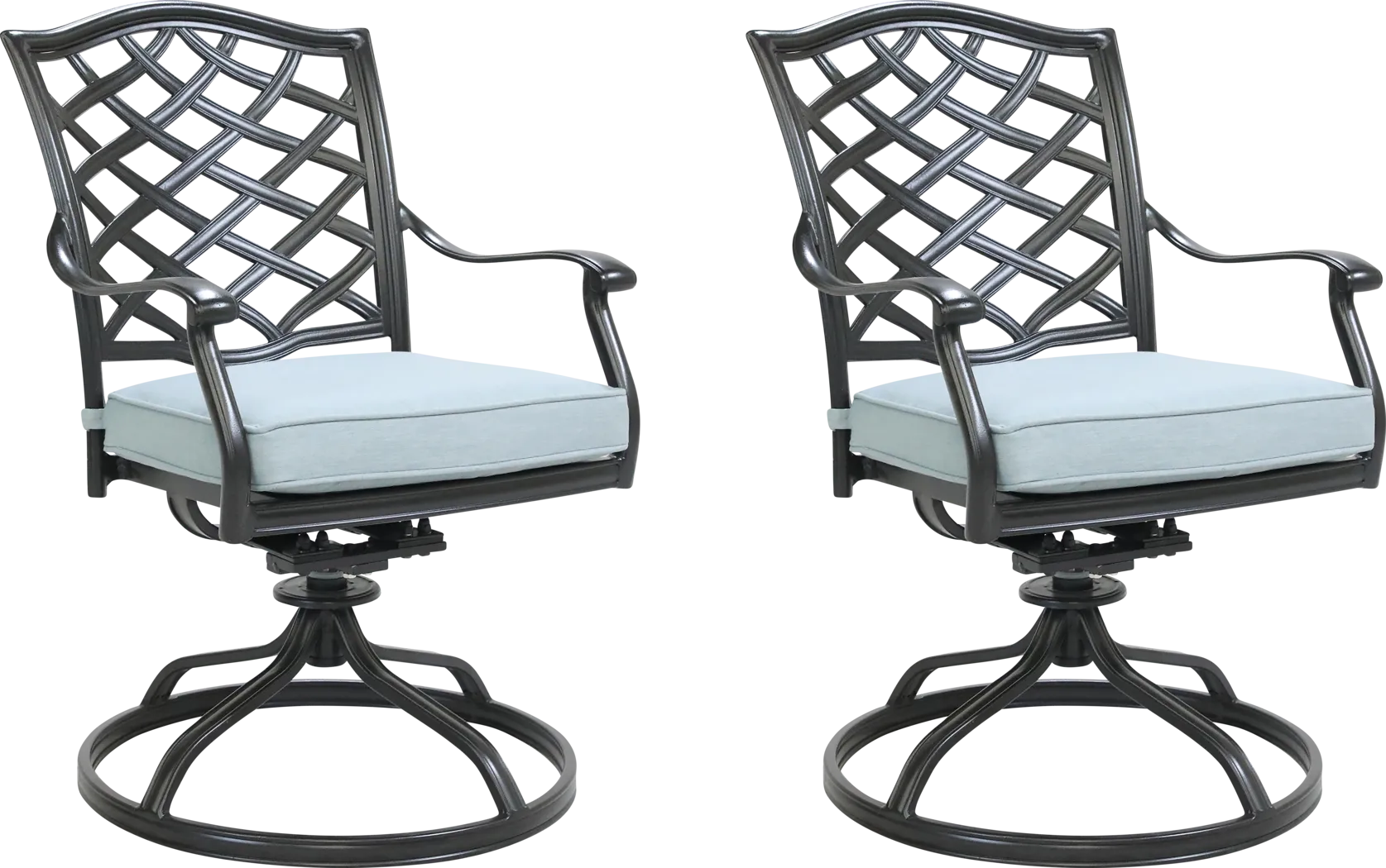 Outdoor Cyrielle II Light Blue Swivel Side Chair, Set of 2 - Thumbnail - Image 1
