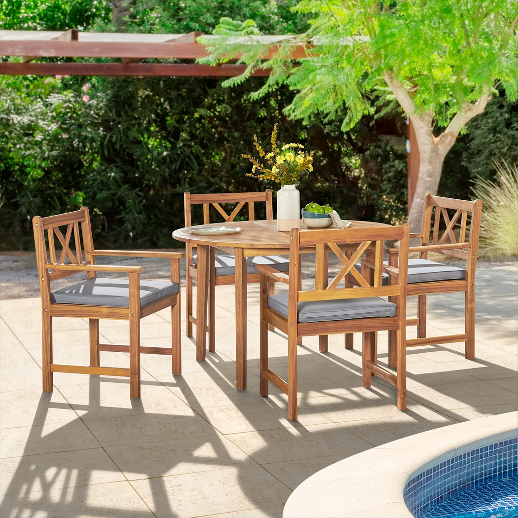 Outdoor Decoursey Brown 5pc Dining Set - Thumbnail - Image 2