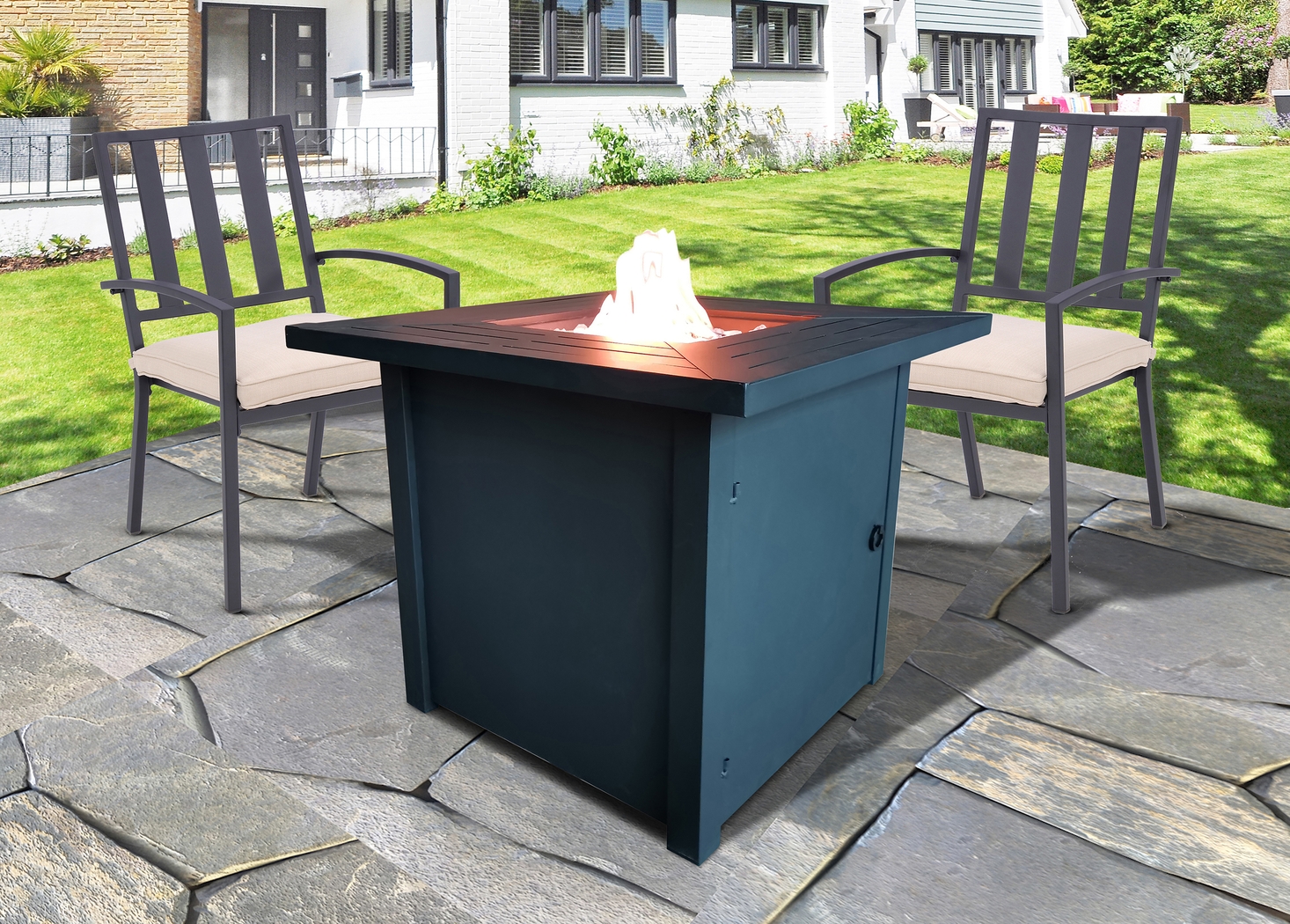 Outdoor Dighton Black Gas Fire Pit - Thumbnail - Image 2