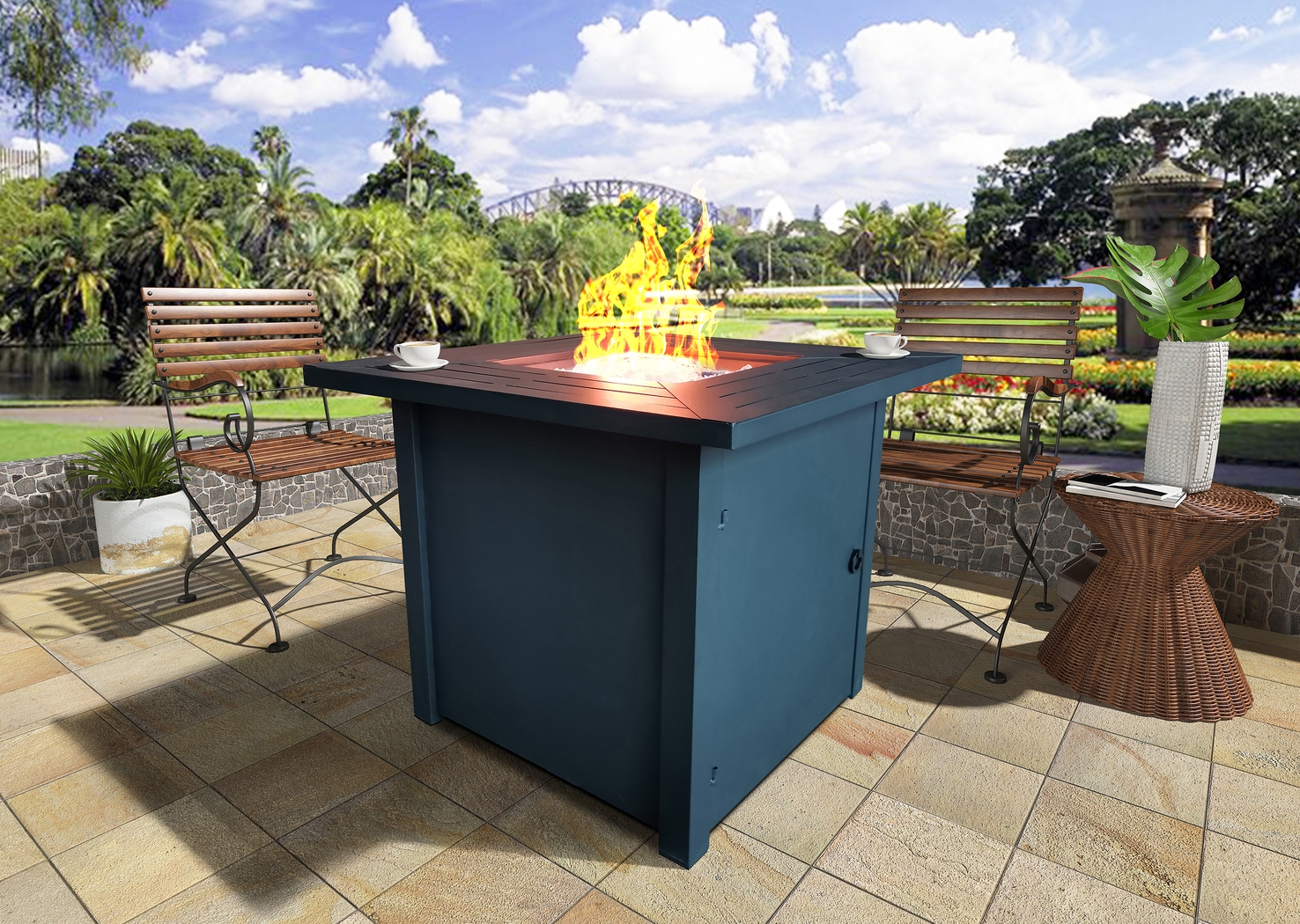 Outdoor Dighton Black Gas Fire Pit - Thumbnail - Image 3