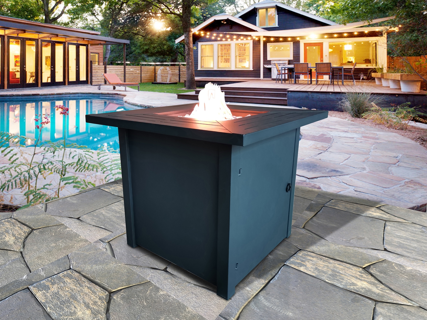 Outdoor Dighton Black Gas Fire Pit - Thumbnail - Image 6