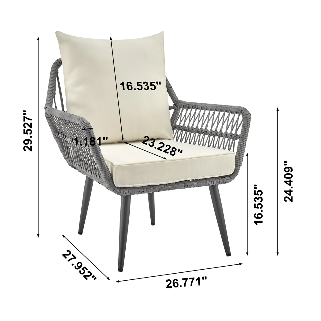Outdoor Duffieldy Cream 4 Pc Conversation Set - Thumbnail - Image 4