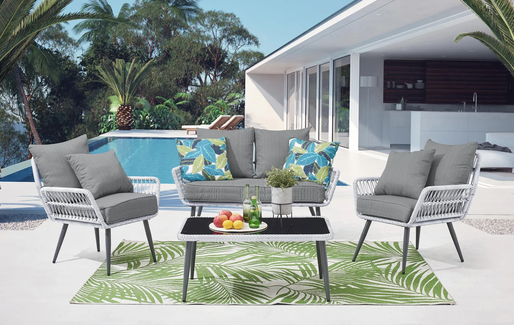Outdoor Duffieldy Gray 4 Pc Conversation Set - Thumbnail - Image 2