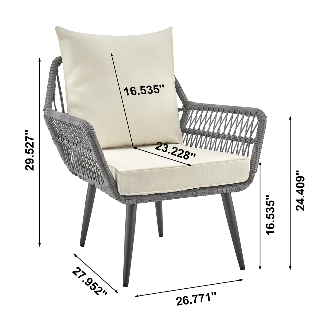 Outdoor Eashley Cream 4 Pc Conversation Set - Thumbnail - Image 4