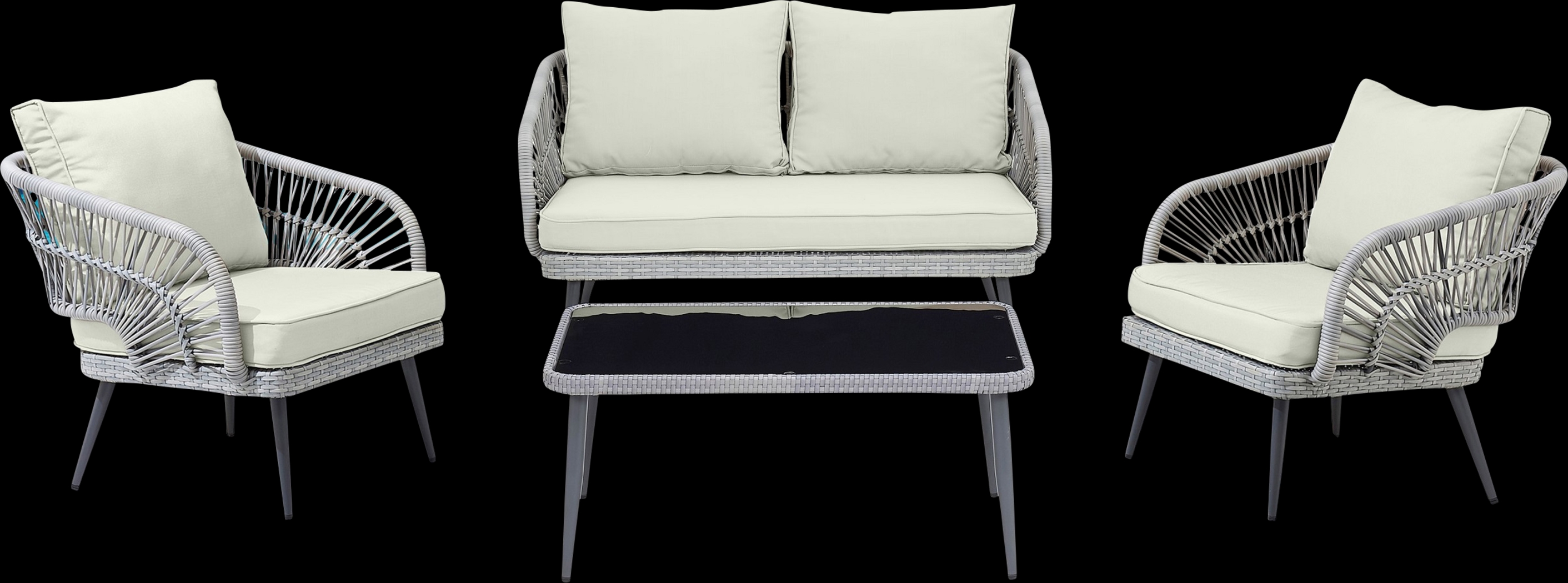 Outdoor Eashley Cream 4 Pc Conversation Set - Thumbnail - Image 1